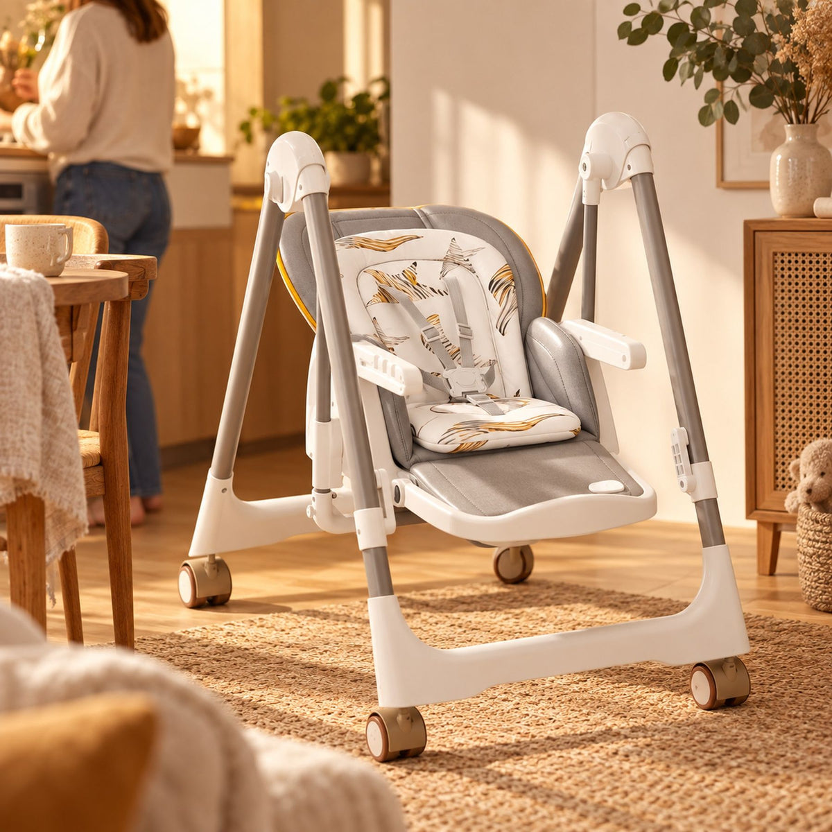 Chaise haute évolutive 2 en 1, avec bascule bébé – détail