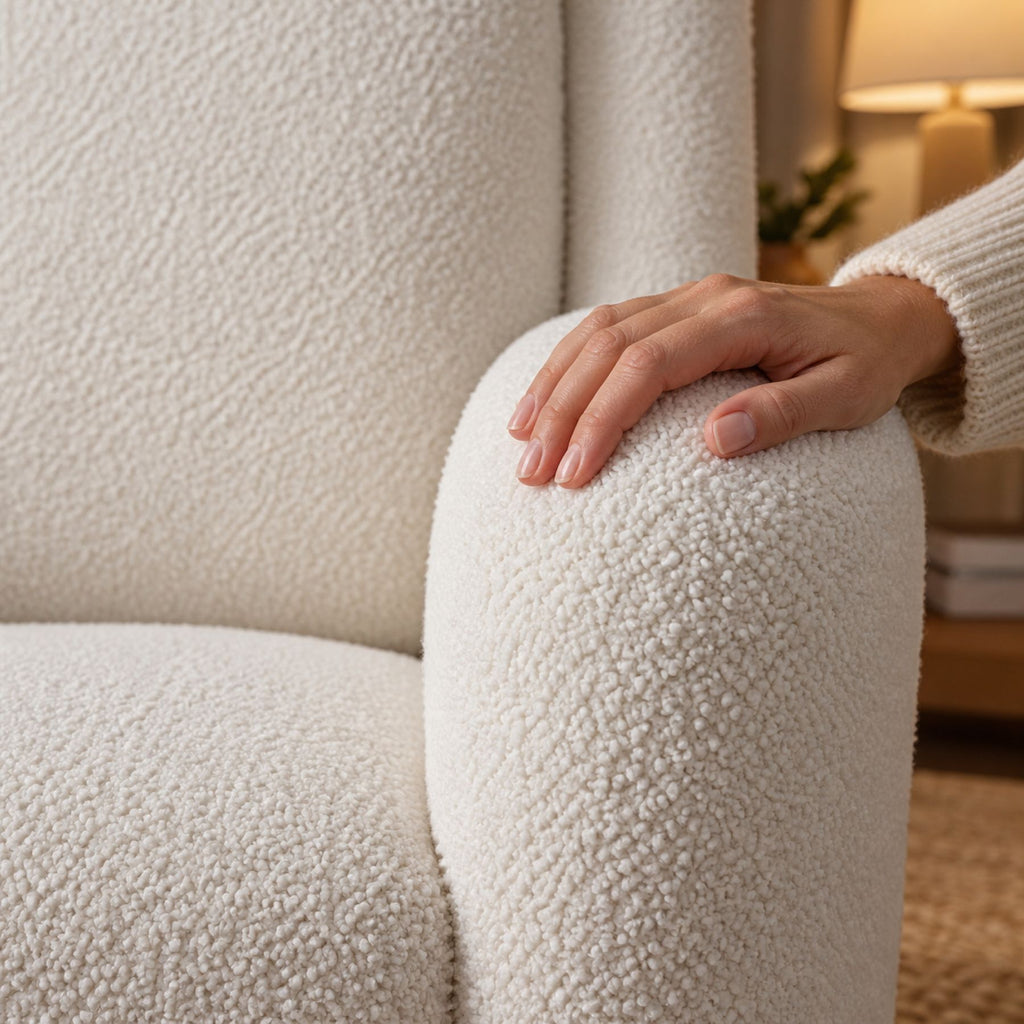 Chaise rocking chair confortable, dossier haut – détail de la matière