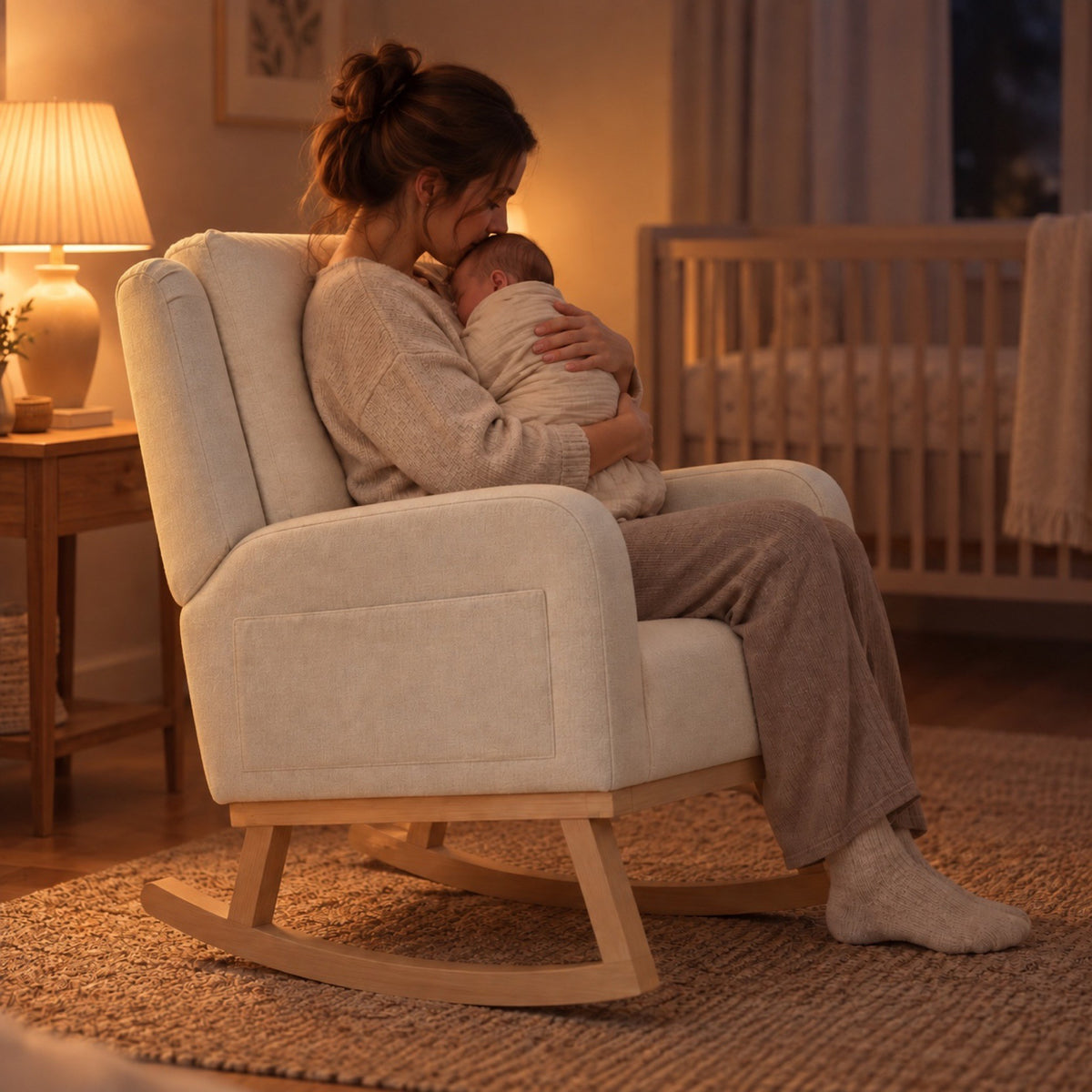 Chaise rocking chair confortable, dossier haut – au calme le soir