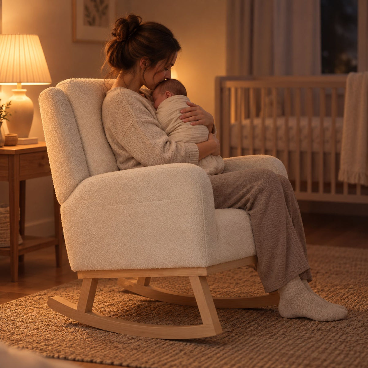 Chaise rocking chair confortable, dossier haut – au calme le soir