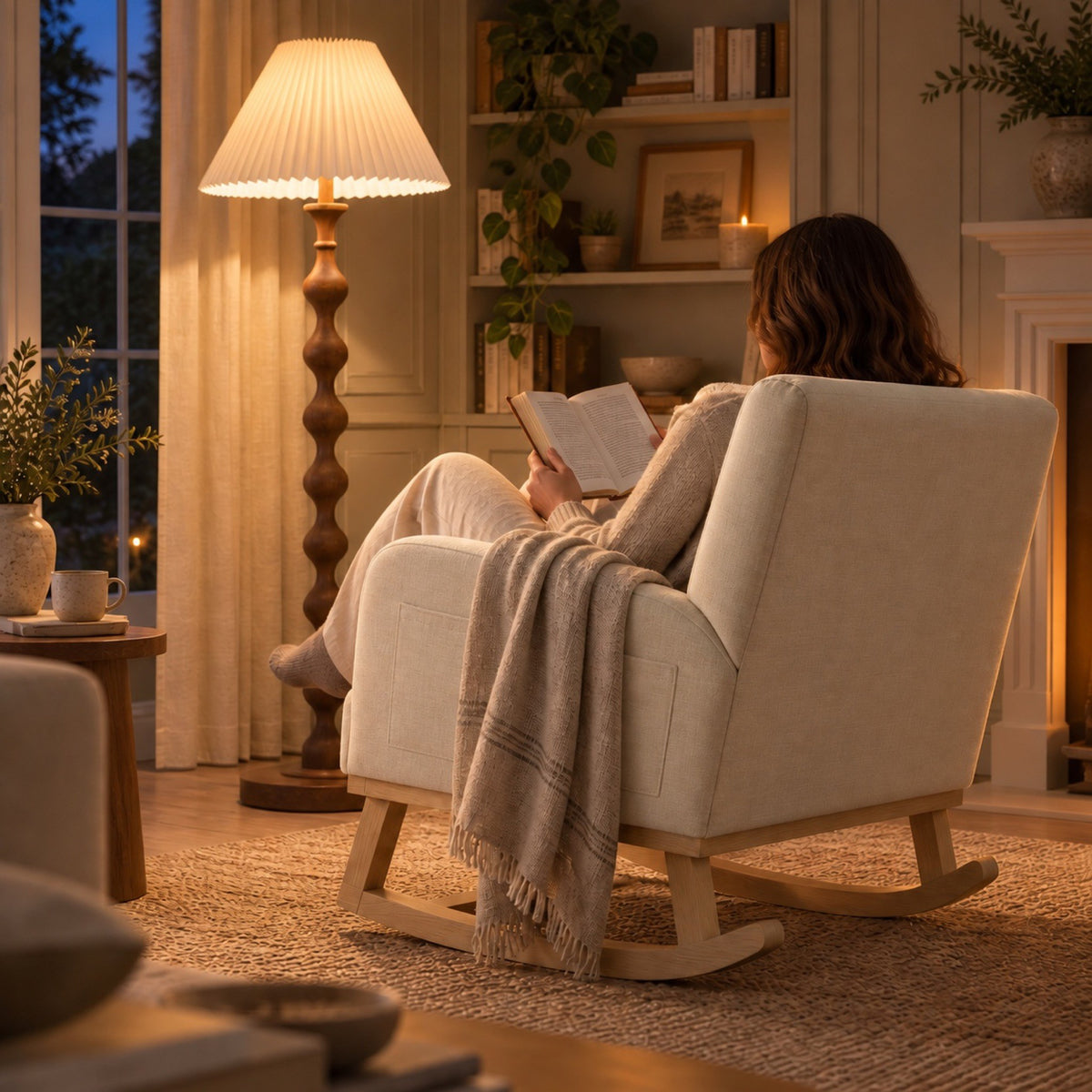 Chaise rocking chair confortable, dossier haut – au salon
