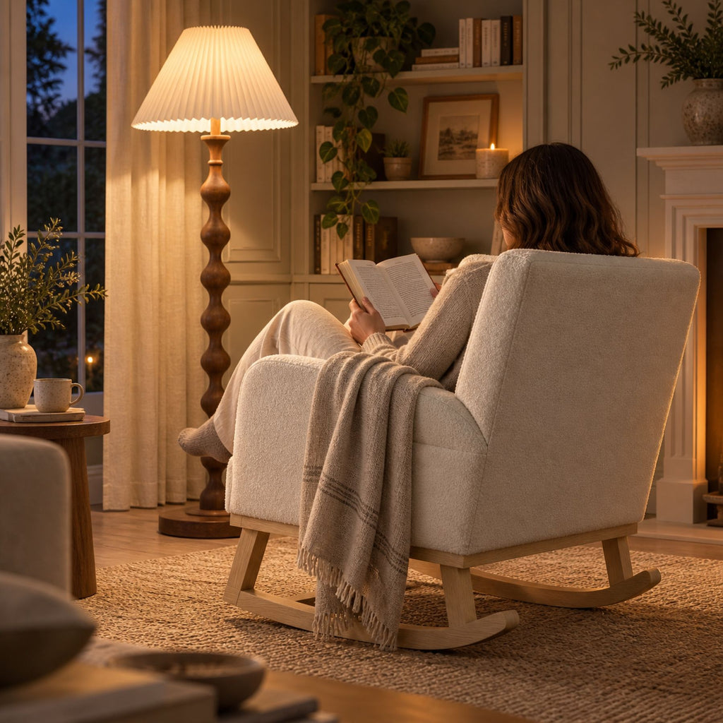 Chaise rocking chair confortable, dossier haut – au salon