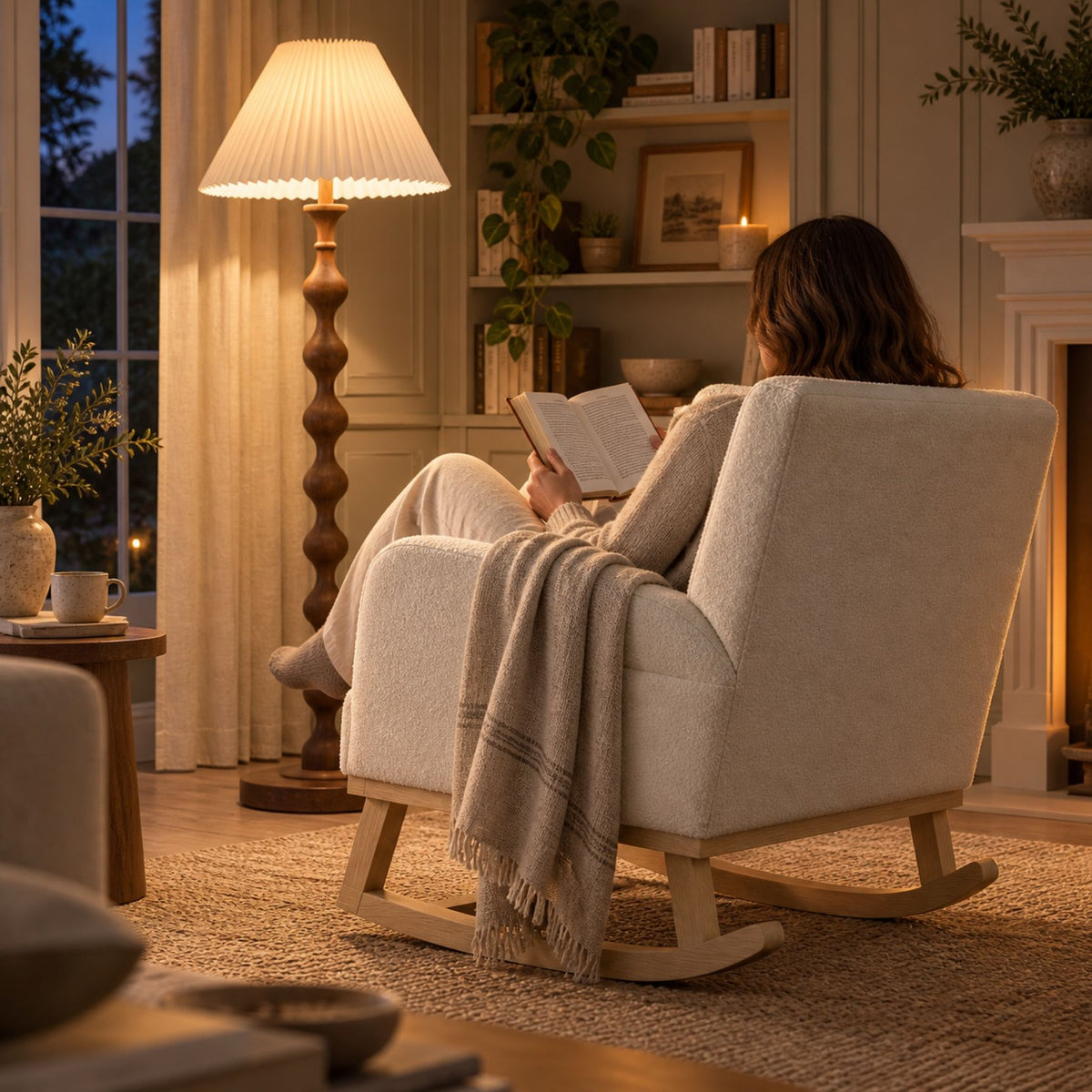 Chaise rocking chair confortable, dossier haut – au salon