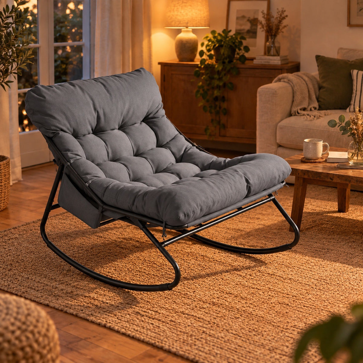 Fauteuil relax à bascule, coussin imperméable – coloris gris