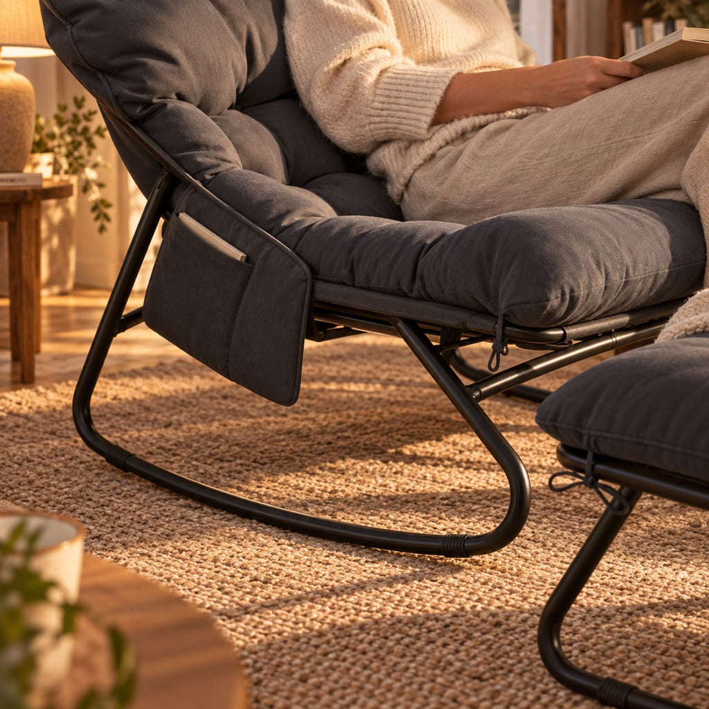 Fauteuil relax à bascule, coussin imperméable – détail