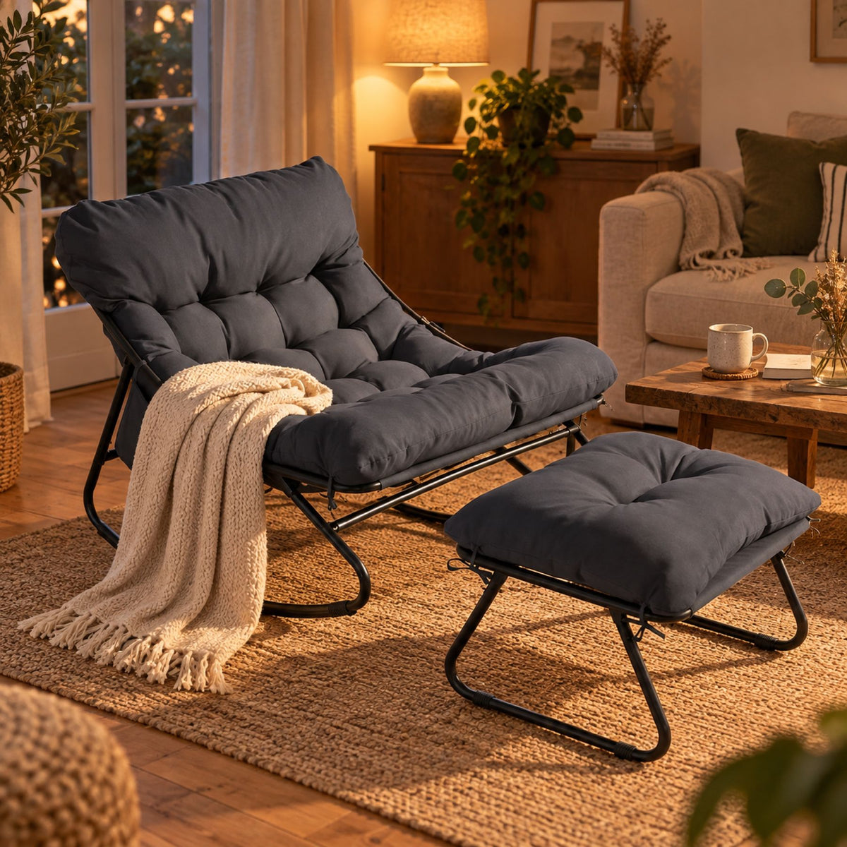 Fauteuil relax à bascule, coussin imperméable – vue d'ensemble