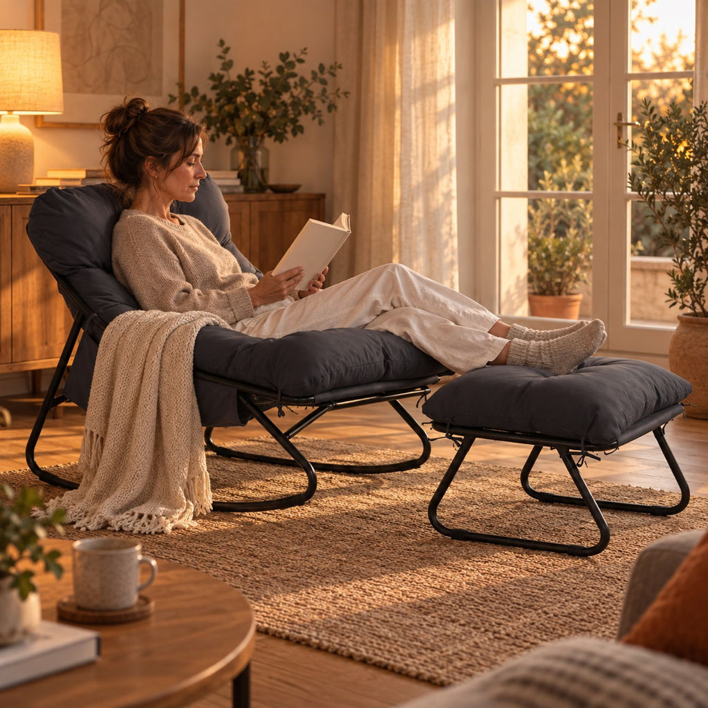 Fauteuil relax à bascule, coussin imperméable – au salon