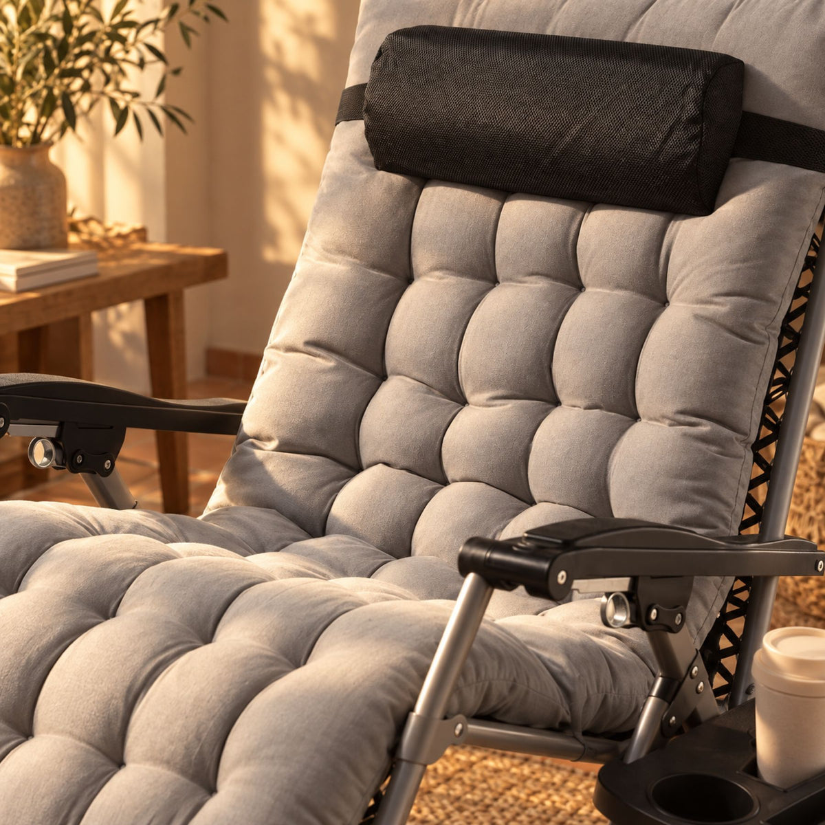 Fauteuil relax extérieur inclinable, zéro gravité – détail de la matière