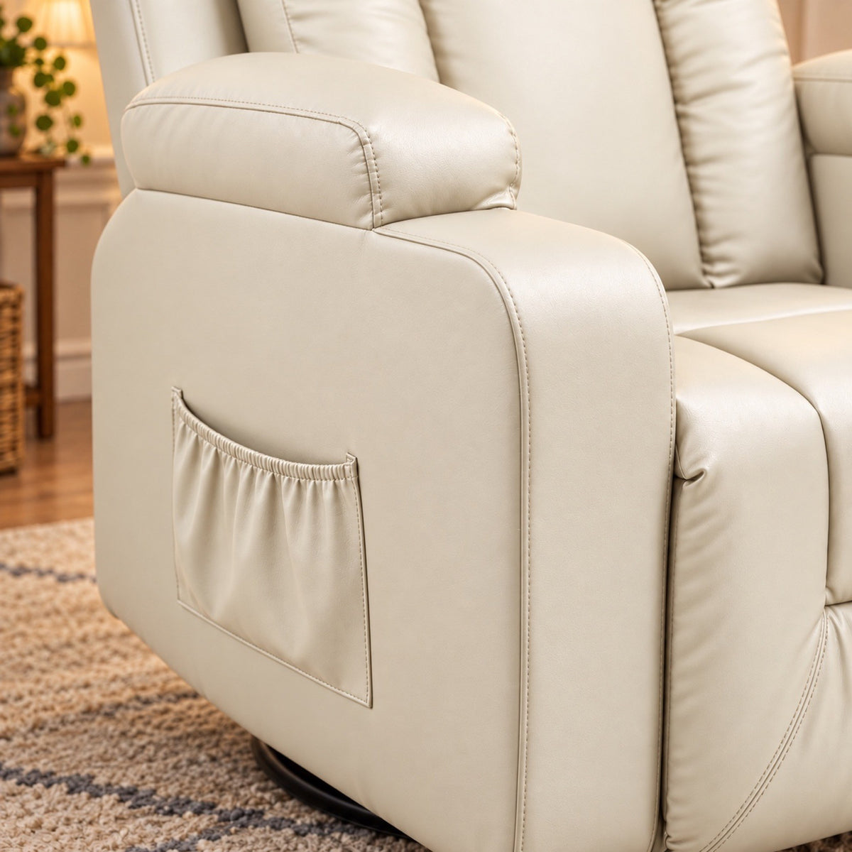 Fauteuil relax manuel similicuir, pivotant, 150 kg – détail