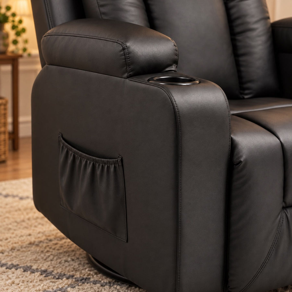 Fauteuil relax manuel similicuir, pivotant, 150 kg – détail