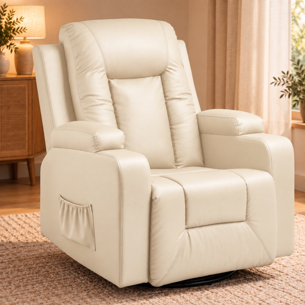 Fauteuil relax manuel similicuir, pivotant, 150 kg – vue d'ensemble