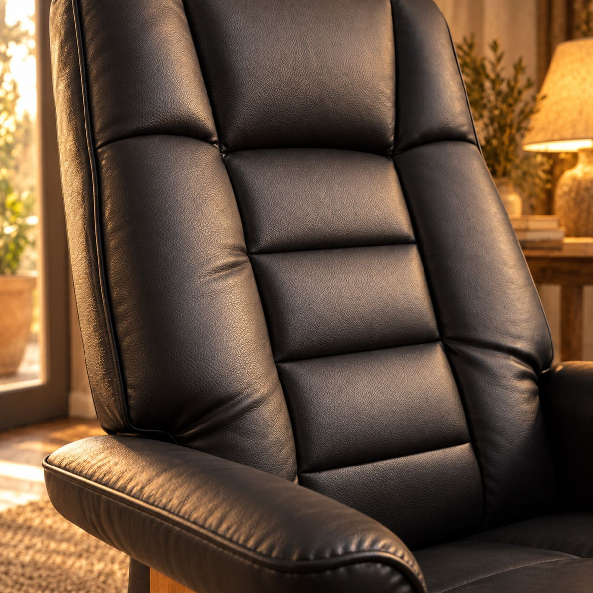 Fauteuil relax pivotant en bois, jusqu'à 150 kg – détail de la matière