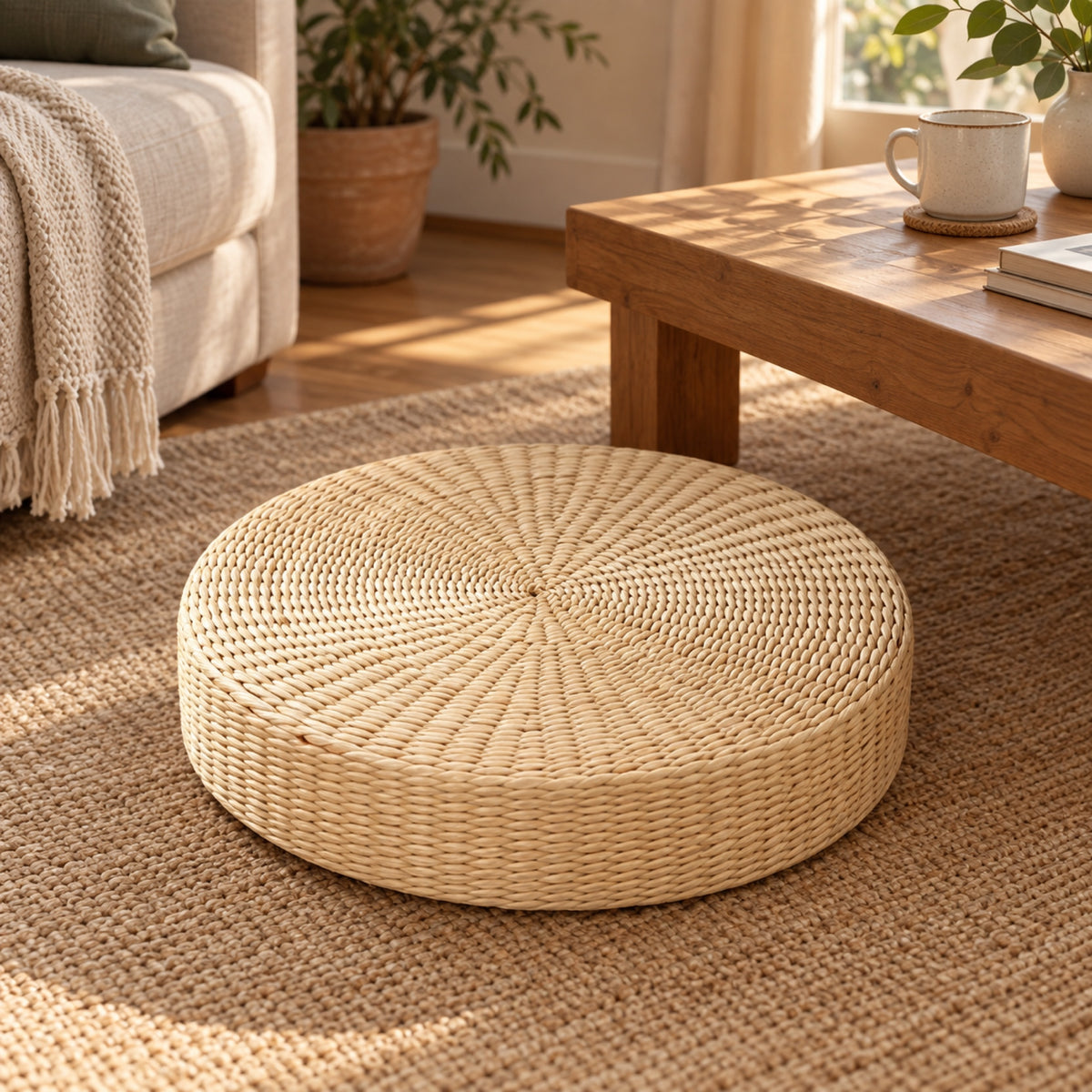 Galette de sol ronde en paille tressée, Ø 40 cm, vue principale
