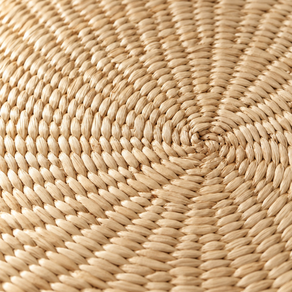 Galette de sol ronde en paille tressée, Ø 40 cm, gros plan sur la matière