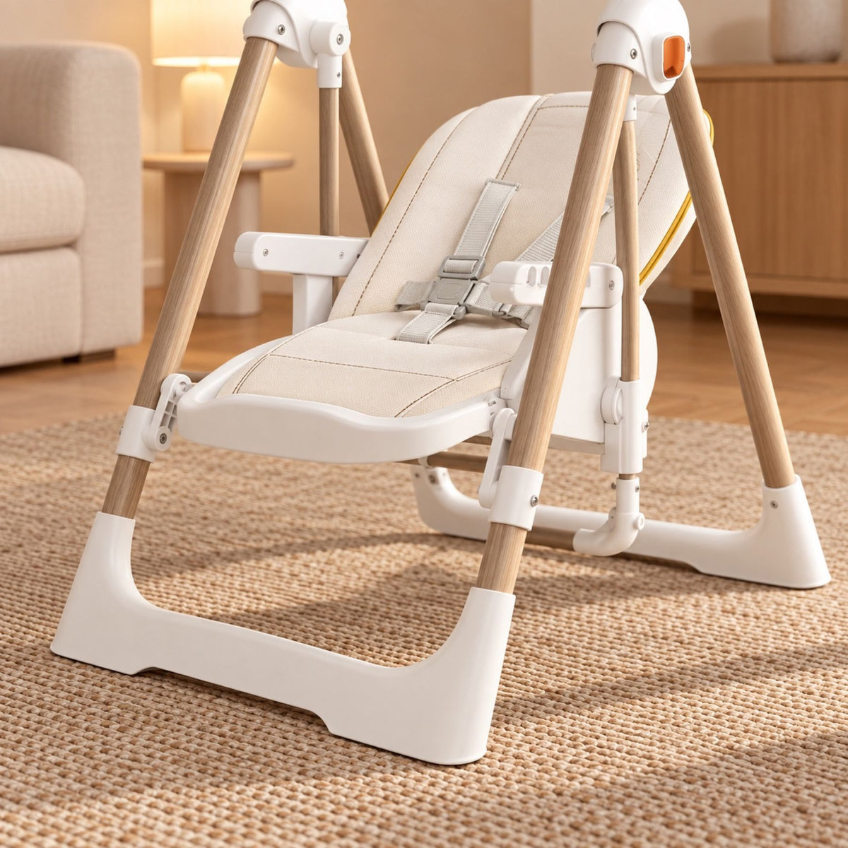 Siège bébé 2 en 1, transat à bascule et chaise haute – détail