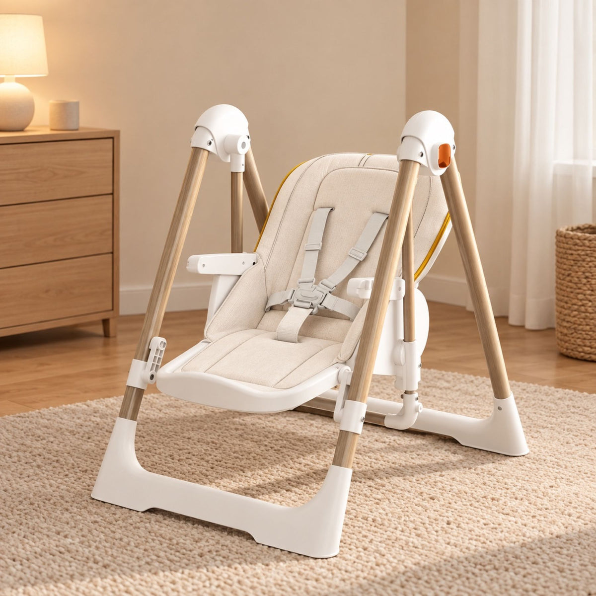 Siège bébé 2 en 1, transat à bascule et chaise haute – vue d'ensemble