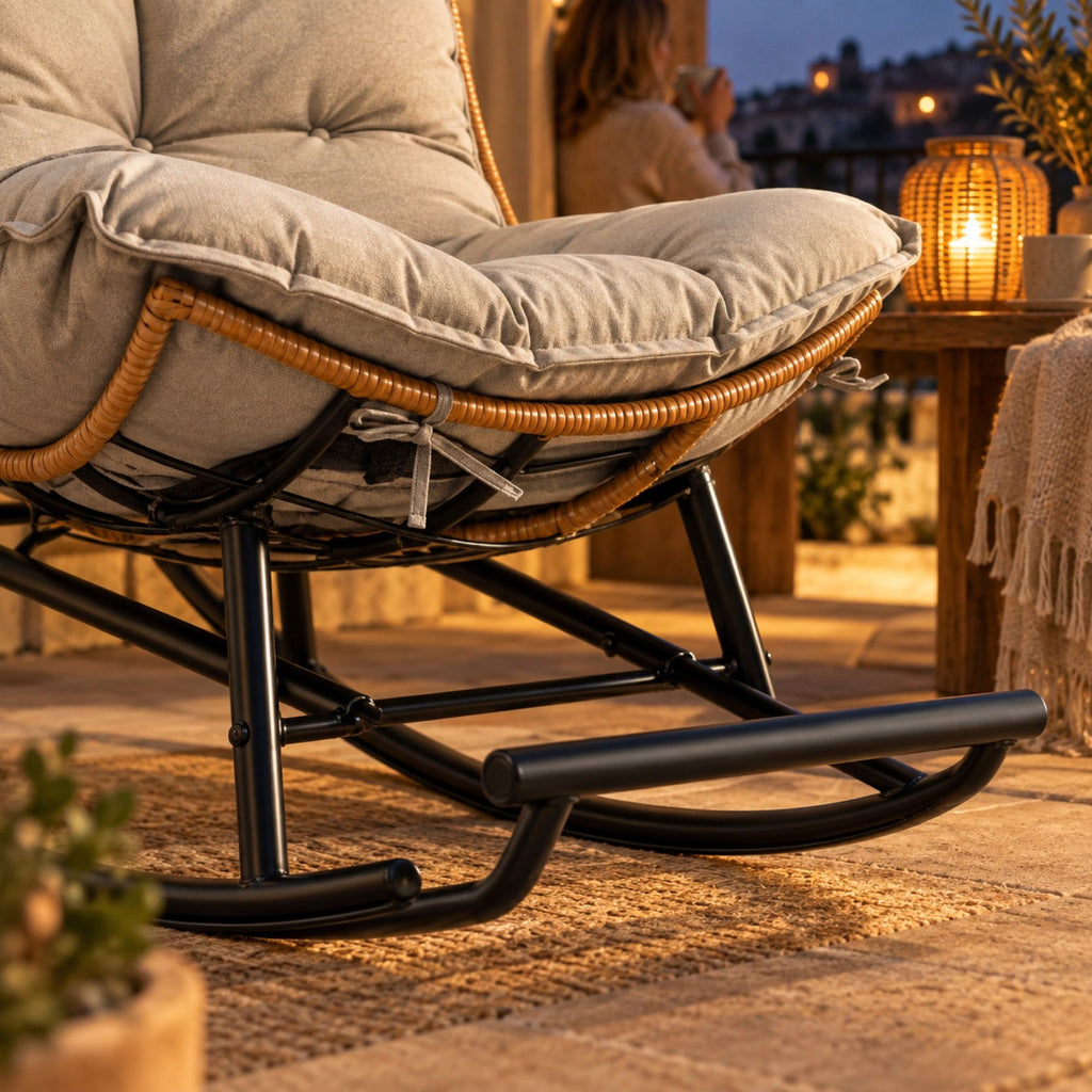 Rocking chair moderne inclinable, avec repose-pieds – détail