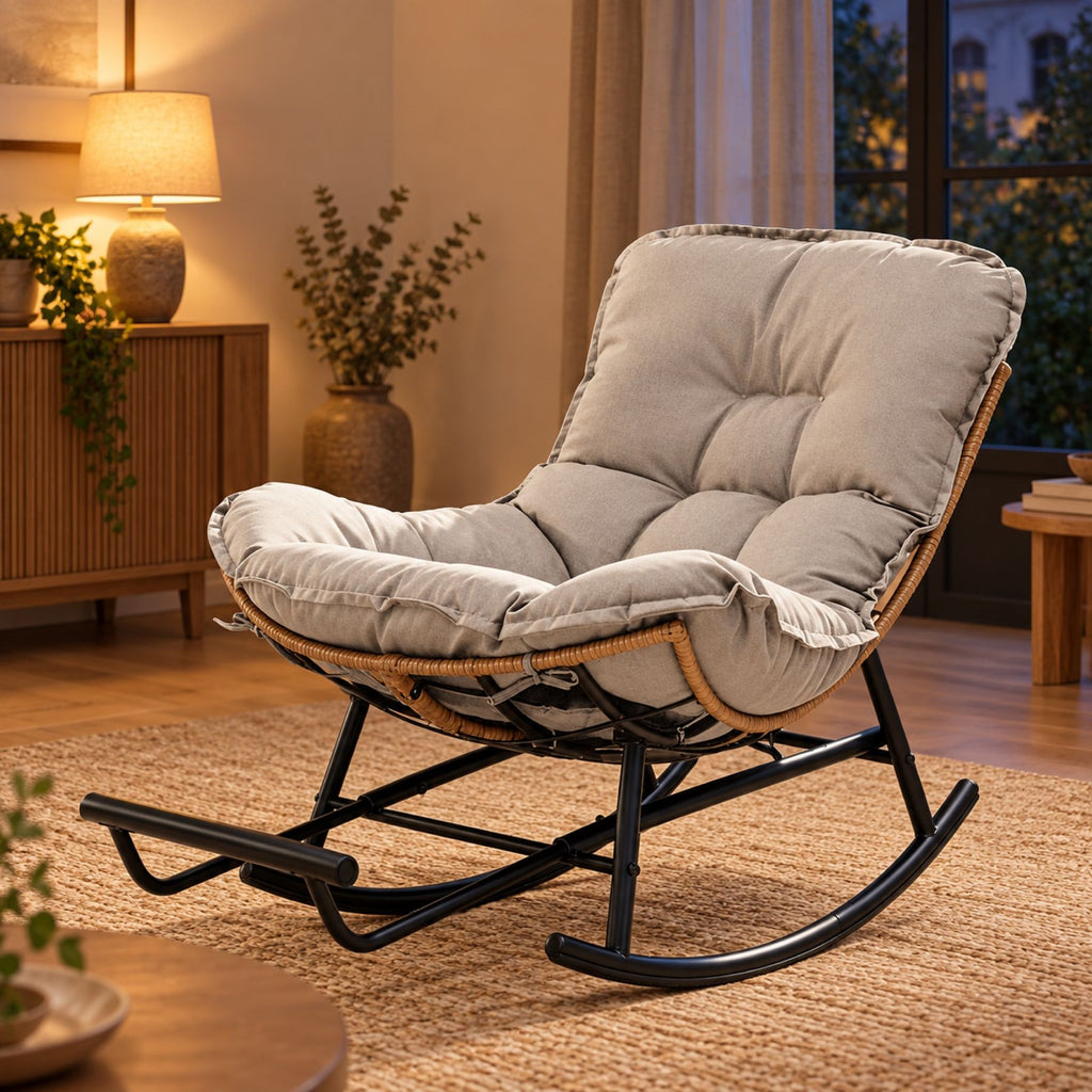 Rocking chair moderne inclinable, avec repose-pieds – vue d'ensemble