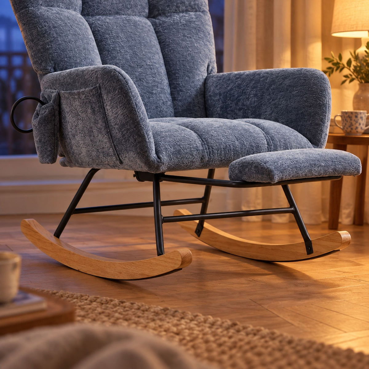 Siège à bascule rembourré, chenille scandinave – détail